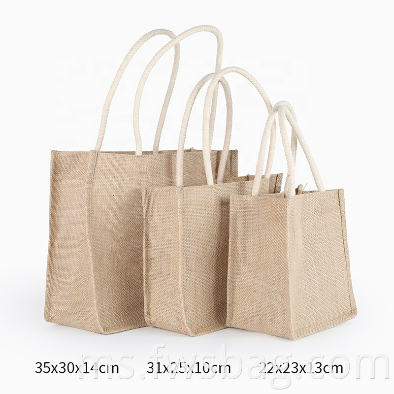 Eco Custom Print Logo Tote Bags Groceries Delivery Burlap Flax Natural Jute Shopping Bag Printed2